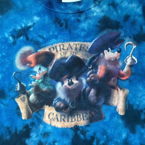 Vintage 90’s Disney Pirates of the Caribbean Tie-Dye T-Shirt Men’s Small EUC - Picture 4 of 6